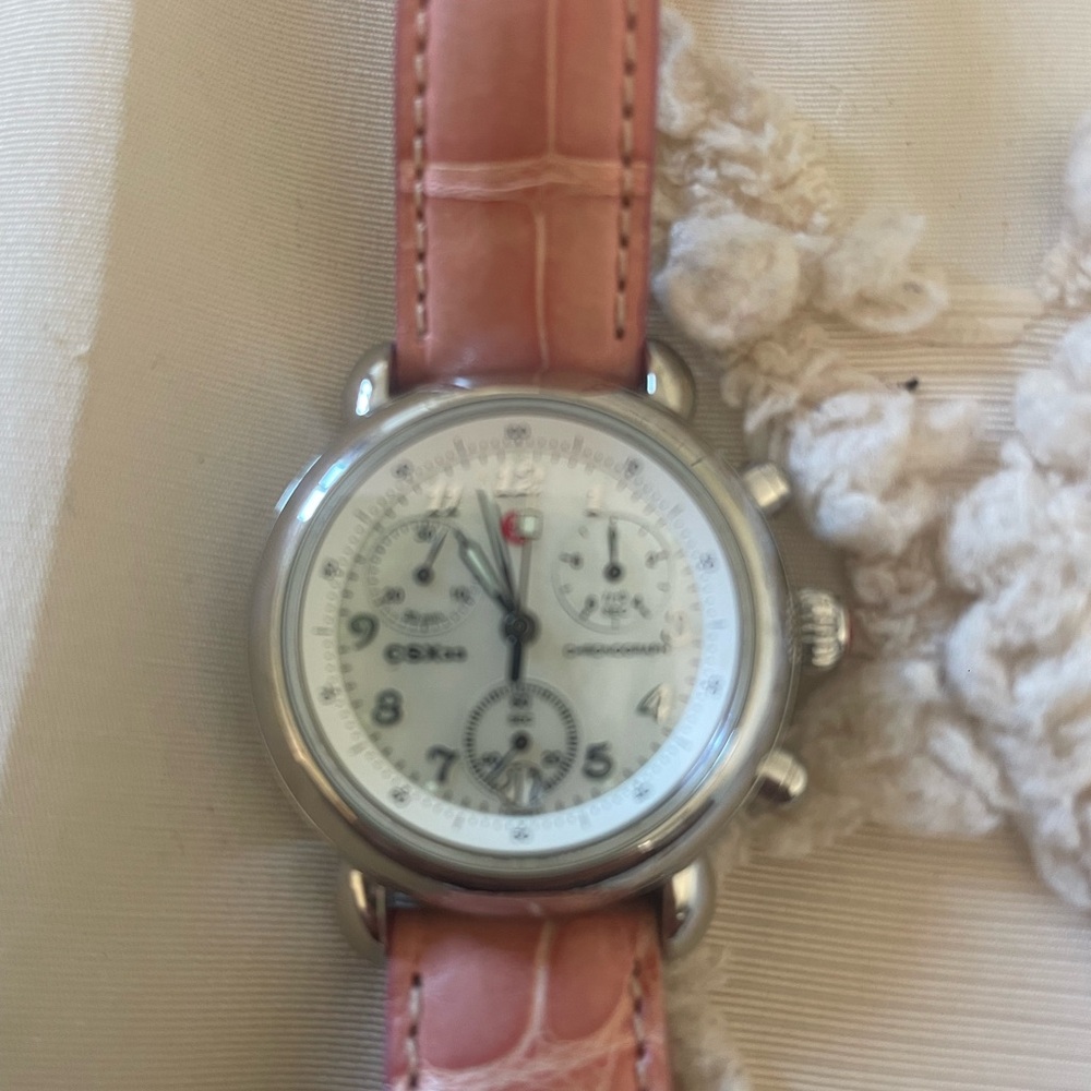 Michele Silver and Pink Women's Watch